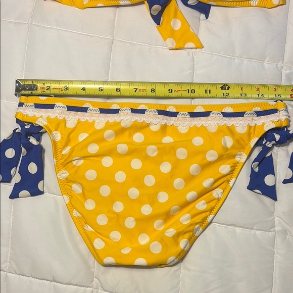 Betsy Johnson RARE Yellow Polka Dot Bikini with Blue Bow - Picture 11 of 16